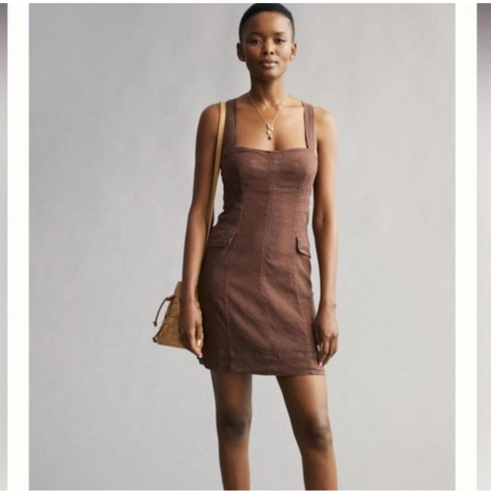 Anthropologie mini square neck cargo dress